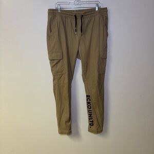 Ecko Unltd Pants Mens X-Large Brown Pull On Drawstring Cargo Taper Hip H…